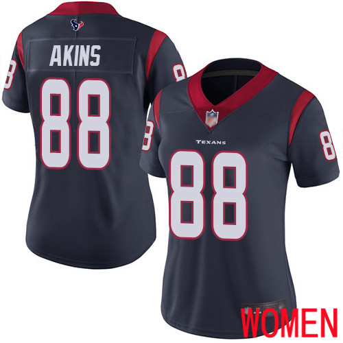 Houston Texans Limited Navy Blue Women Jordan Akins Home Jersey NFL Football #88 Vapor Untouchable